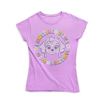 T-shirt à imprimé Pawstive Vibes pour fillette