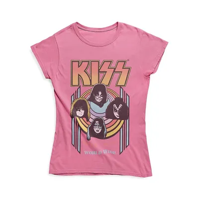 T-shirt à mancherons Kiss pour fille
