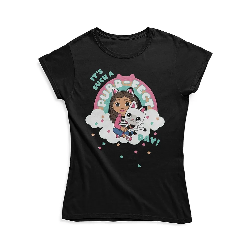 T-shirt graphique Purr-Fect Day pour petite fille