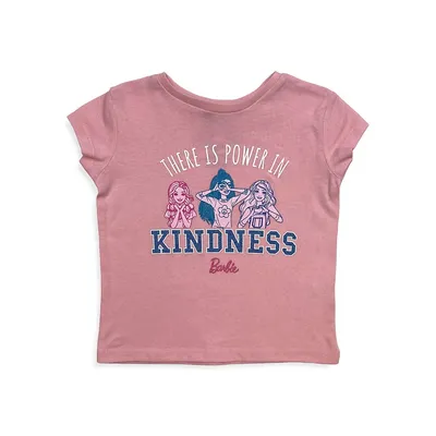 T-shirt Barbie à manches courtes « There is Power Kindness » pour petite fille
