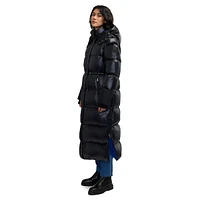 Kezia Quilted Mixed-Media Down Maxi Puffer Coat