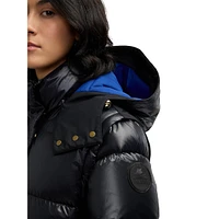 Kezia Quilted Mixed-Media Down Maxi Puffer Coat