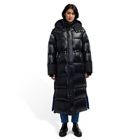 Kezia Quilted Mixed-Media Down Maxi Puffer Coat