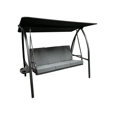 Deluxe Cushioned Three-Seater Patio Swing