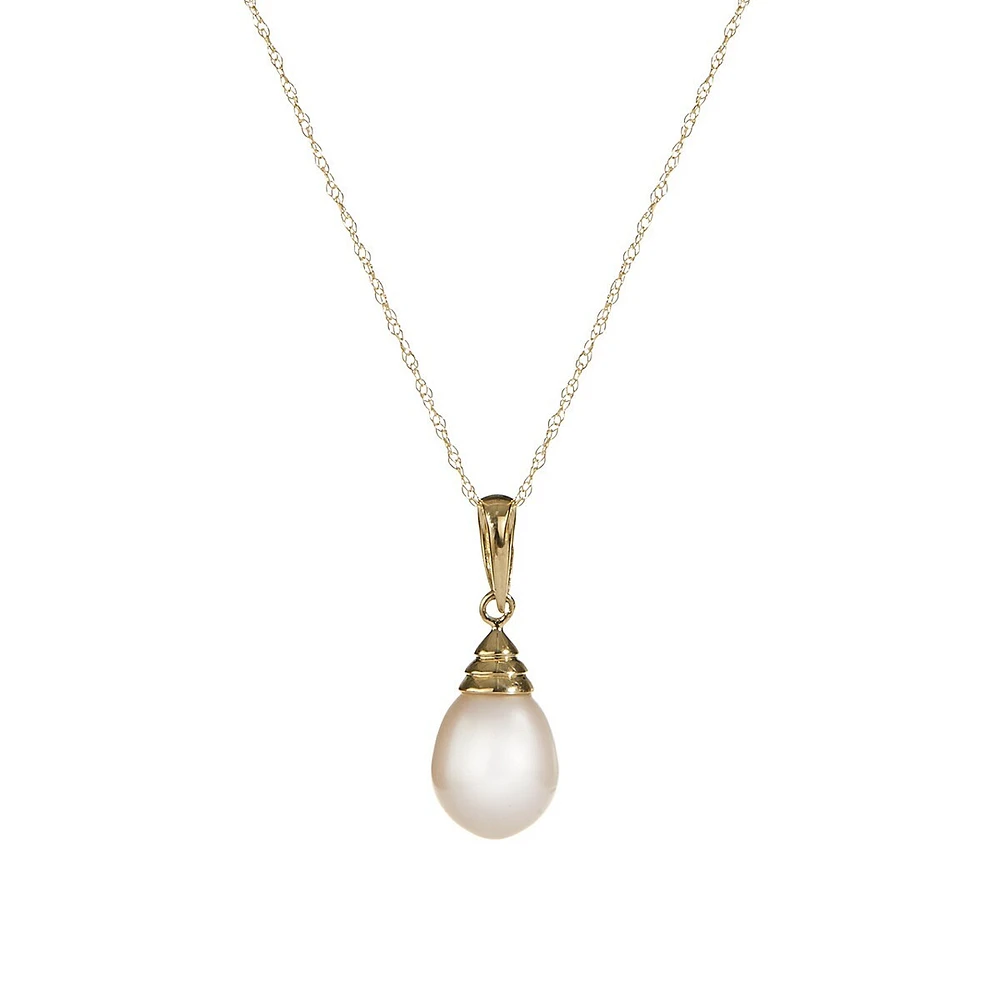 10K Yellow Gold Pearl Pendant Necklace