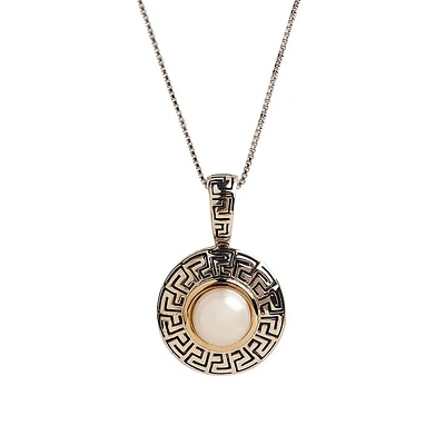 14K Yellow Gold and Sterling Silver Round Pearl Pendant