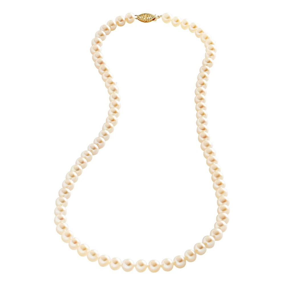 14K Yellow Gold 6mm-6 55mm Freshwater Pearl Necklace