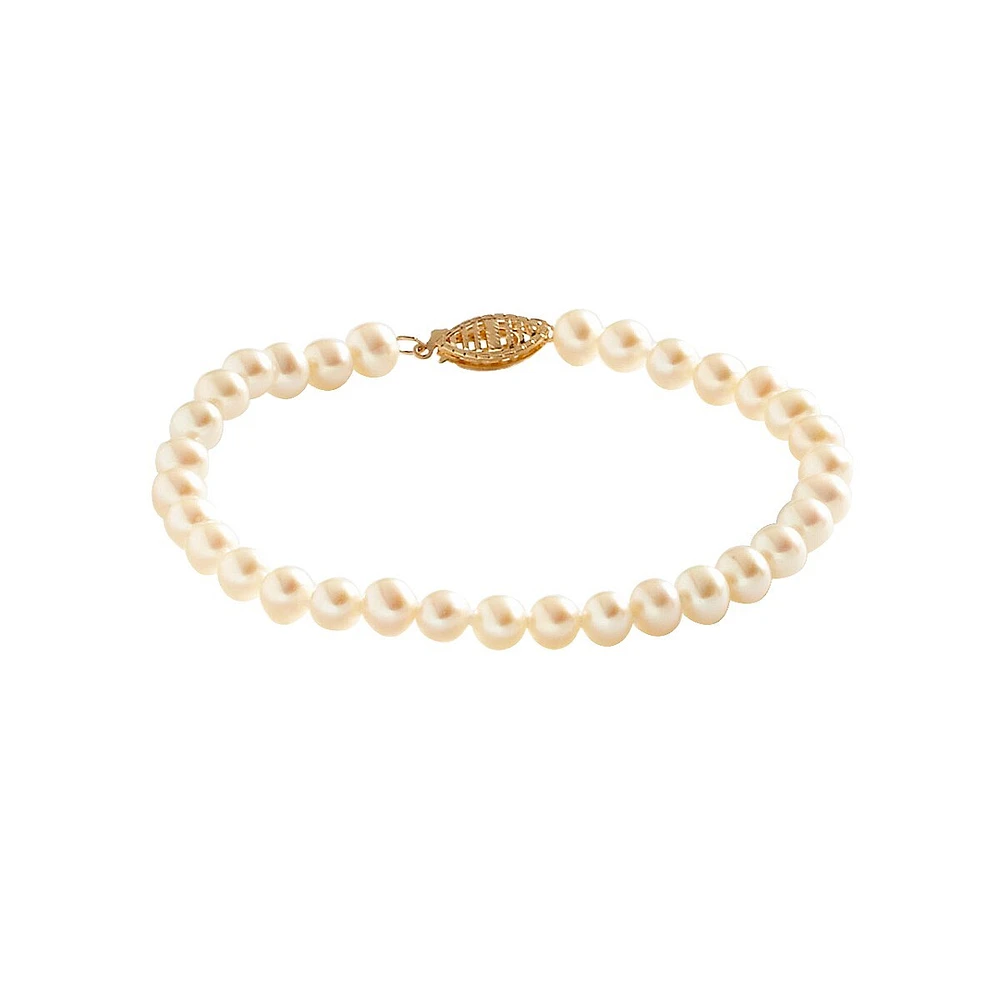 Bracelet de perles d eau douce et fermoir en or jaune 14K