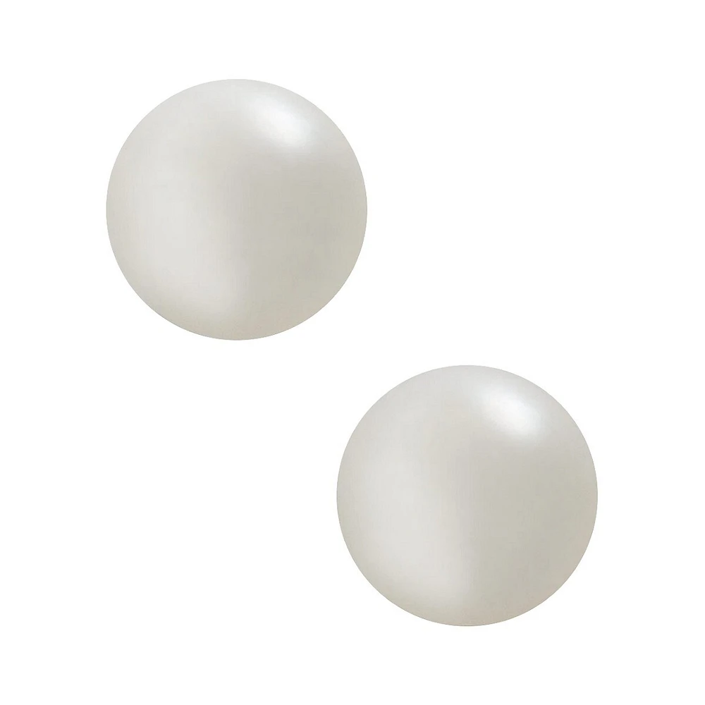 10K Yellow Gold Button 6mm Pearl Stud Earrings