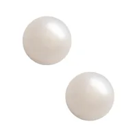 10K Yellow Gold Button 7mm Pearl Stud Earrings