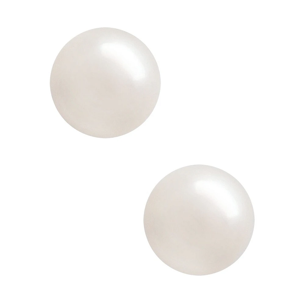 10K Yellow Gold Button Pearl Stud Earrings