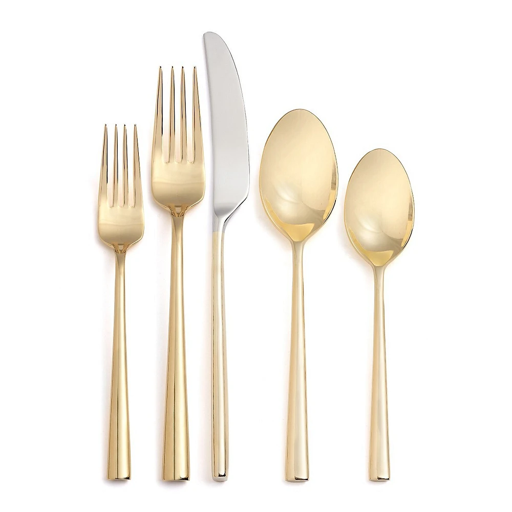 5-Piece Malmo Goldtone Flatware Set