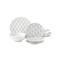 Textured Neutrals Stoneware 12-Piece Dinnerware Set