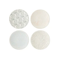 Textured Neutrals Stoneware 4-Piece Tidbit Plate Set