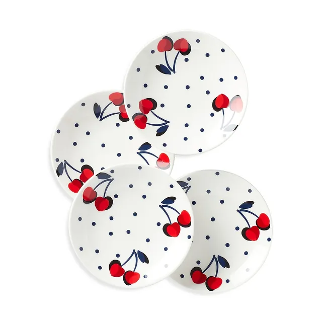 Vintage Cherry Dot Tidbits Plate Set