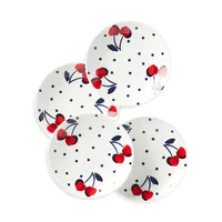 Vintage Cherry Dot 4-Piece Tidbit Plate Set