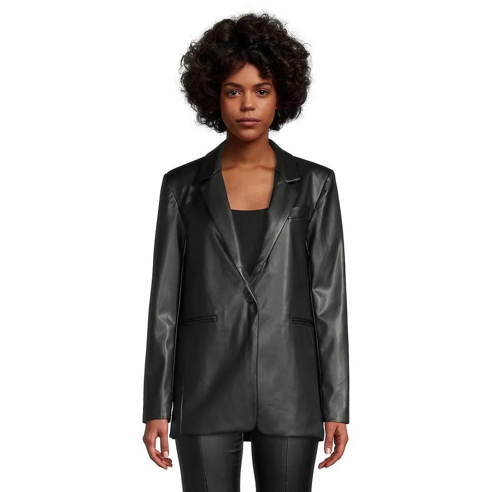 Vegan Leather Blazer