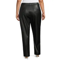 Plus Faux Leather Pleated Trousers