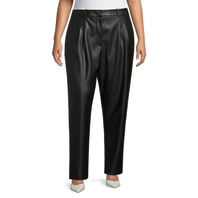 Gisele Faux Leather Straight Leg Pants Black