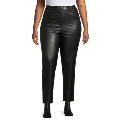 Plus Faux leather Straight-Fit Cropped Pants