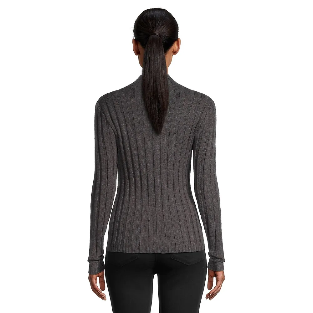 Mitered Rib Mockneck Sweater