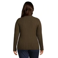 Plus Funnelneck Rib-Knit Sweater