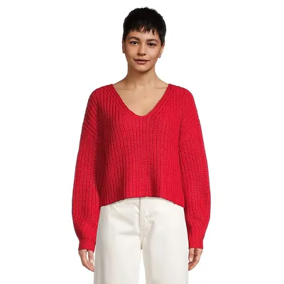 V-Neck Drop-Sleeve Sweater