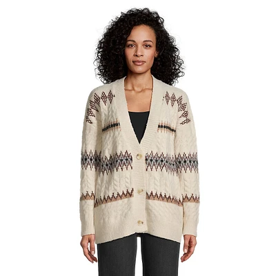 Cardigan à encolure en V motif jersey jacquard