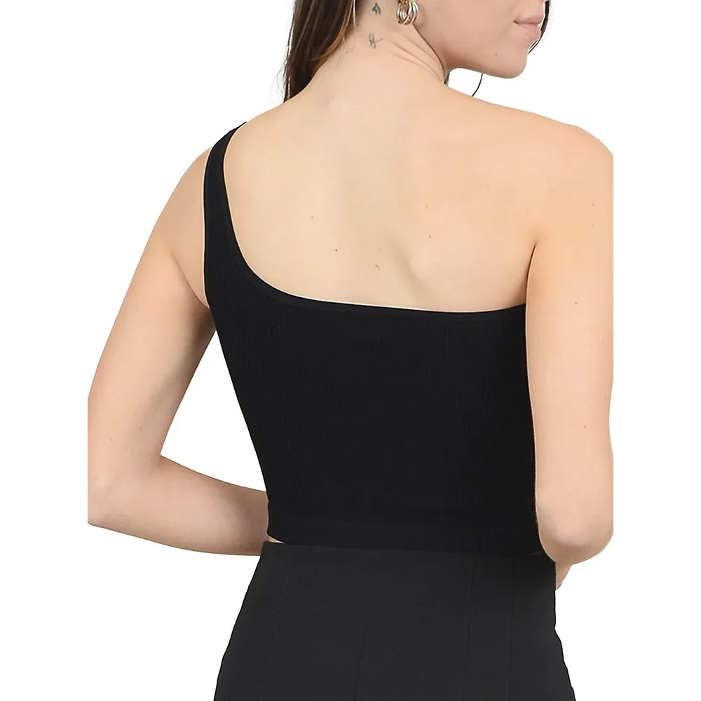Seamless One-Shoulder Cropped Tank Top