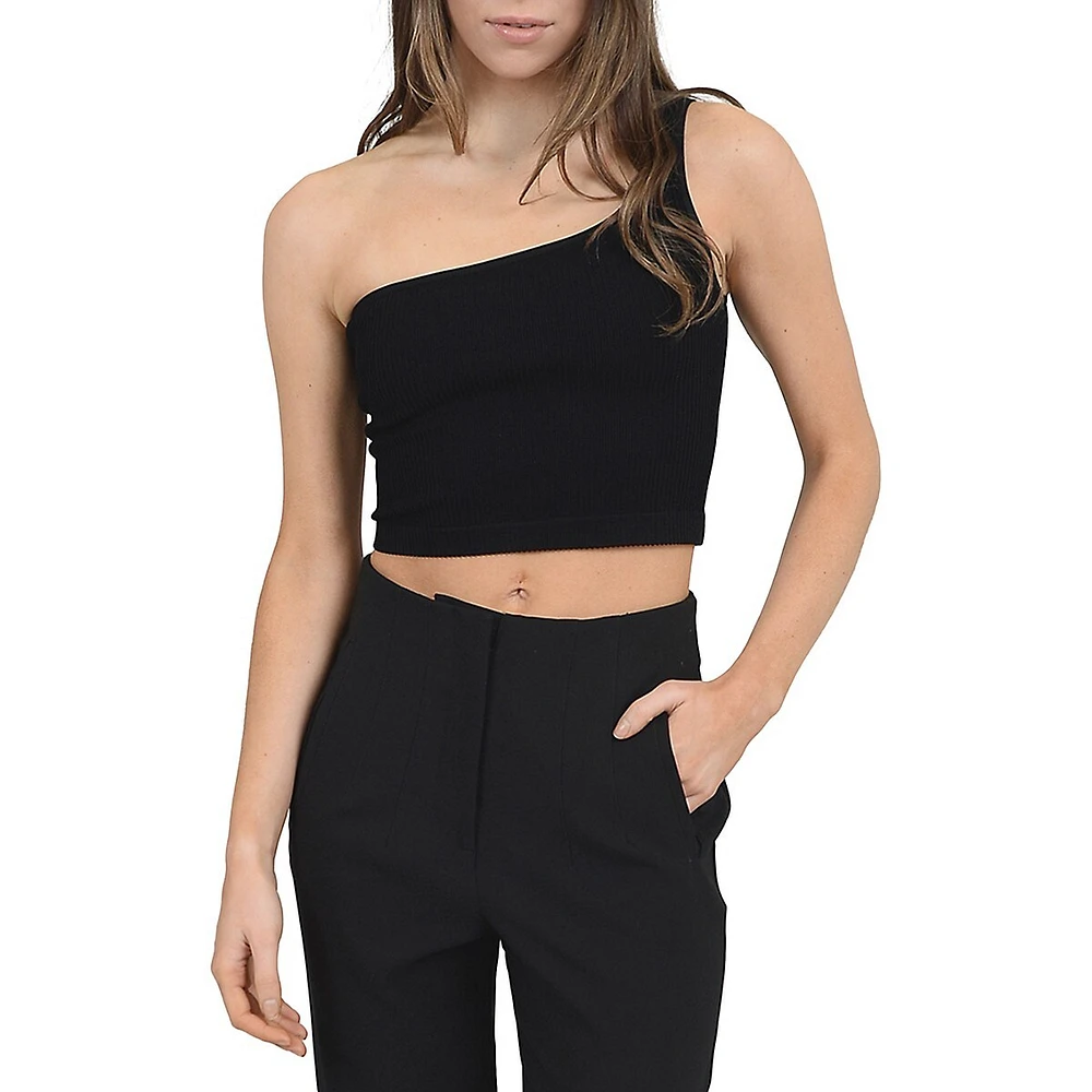 Seamless One-Shoulder Cropped Tank Top