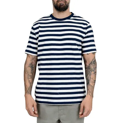 Striped Boxy Piqué Knit T-Shirt