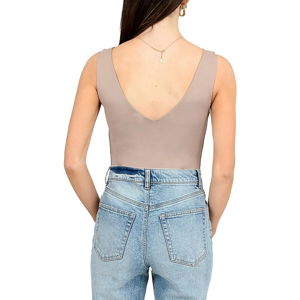 Double V-Neck Sleeveless Bodysuit