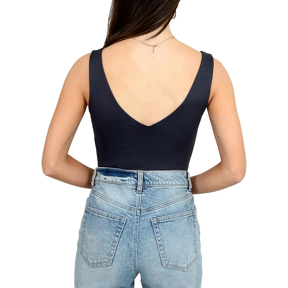 Double V-Neck Sleeveless Bodysuit