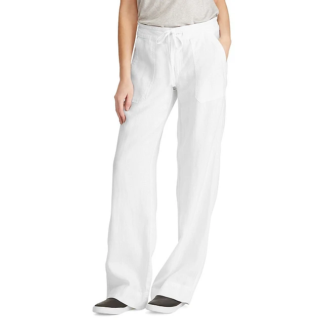 Wide-Leg Mid-Rise Linen Pants