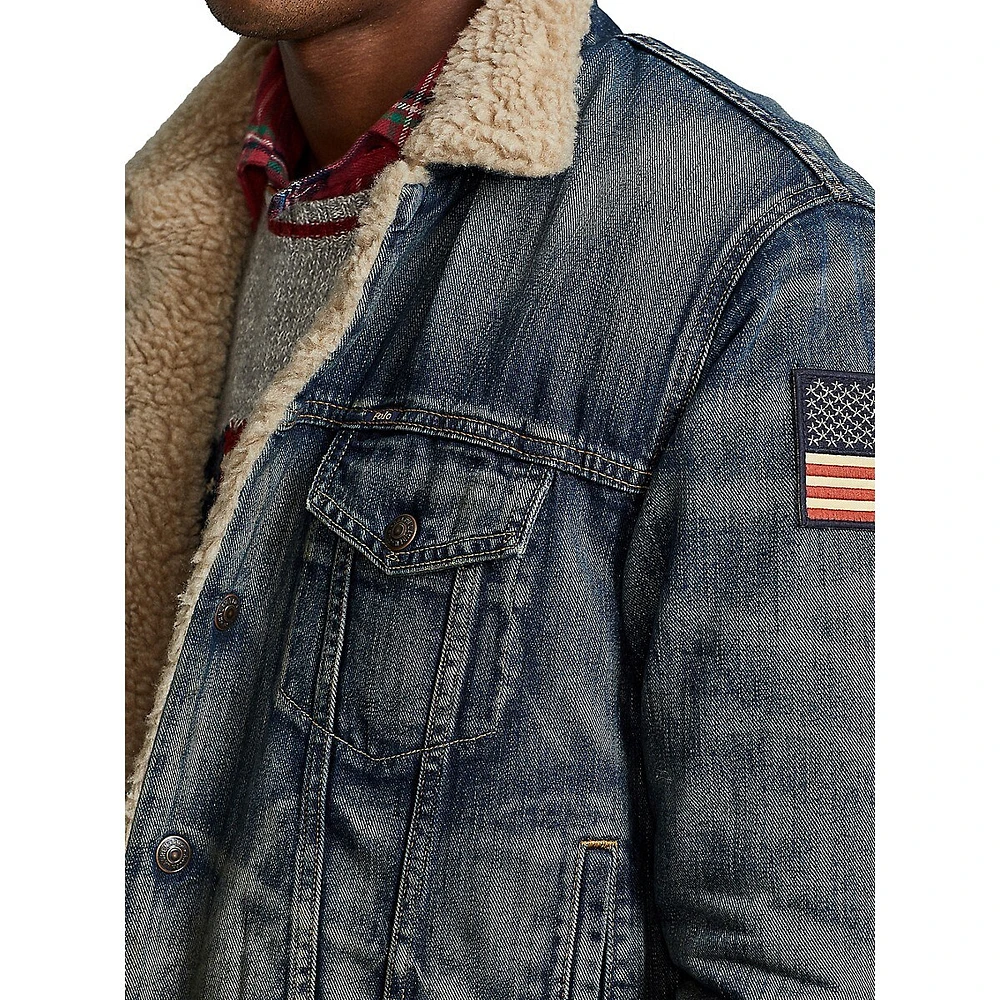 Fleece-Lined Faux-Shearling Trucker Jacket