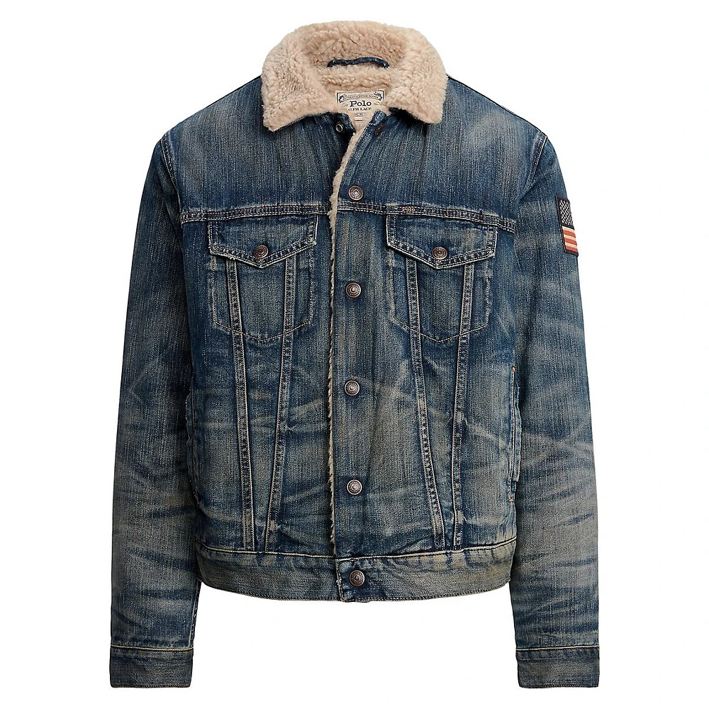 Fleece-Lined Faux-Shearling Trucker Jacket