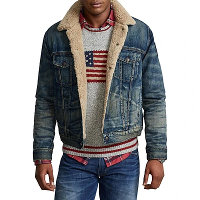 Fleece-Lined Faux-Shearling Trucker Jacket