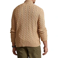 Big And Tall Cable-Knit Cotton Quarter-Zip Sweater