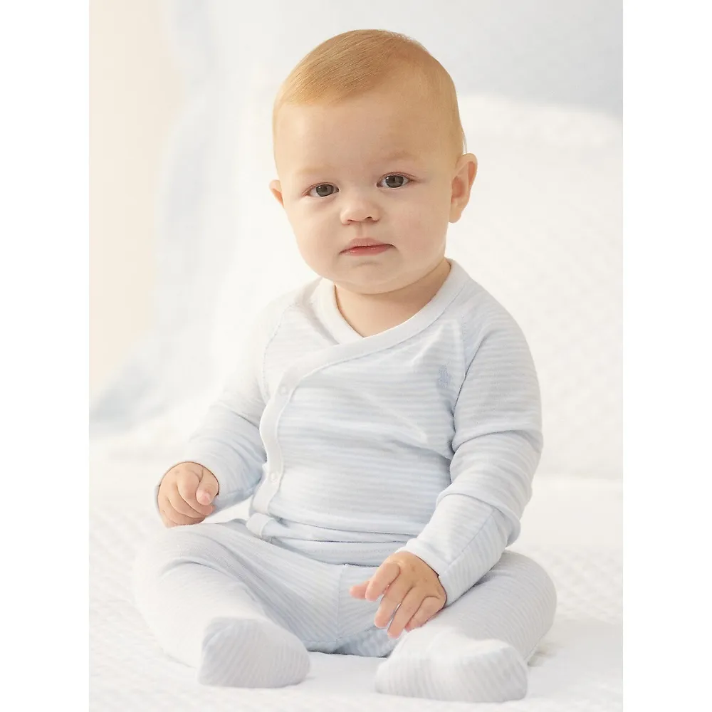​Baby Boy's Striped Organic Cotton Top & Pants Set