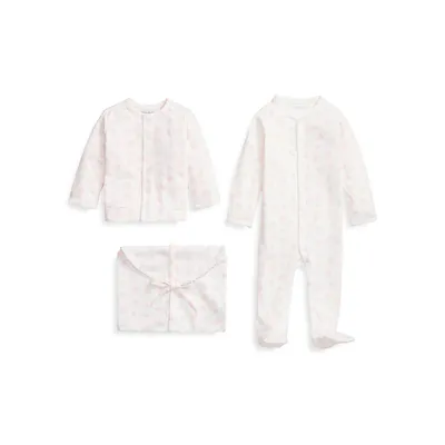 Baby Girl's Organic Cotton 3-Piece Gift Set