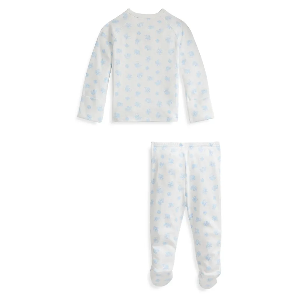 Bear-Print Organic Cotton Top & Pant Set