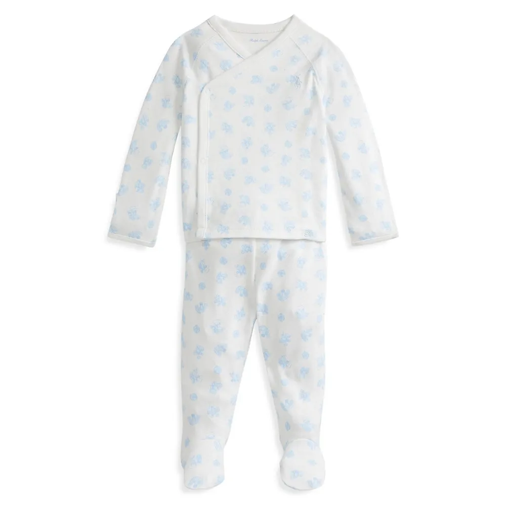 Bear-Print Organic Cotton Top & Pant Set