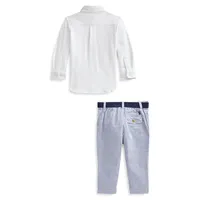 Baby's Three-Piece Shirt, Belt & Seersucker Pants Set