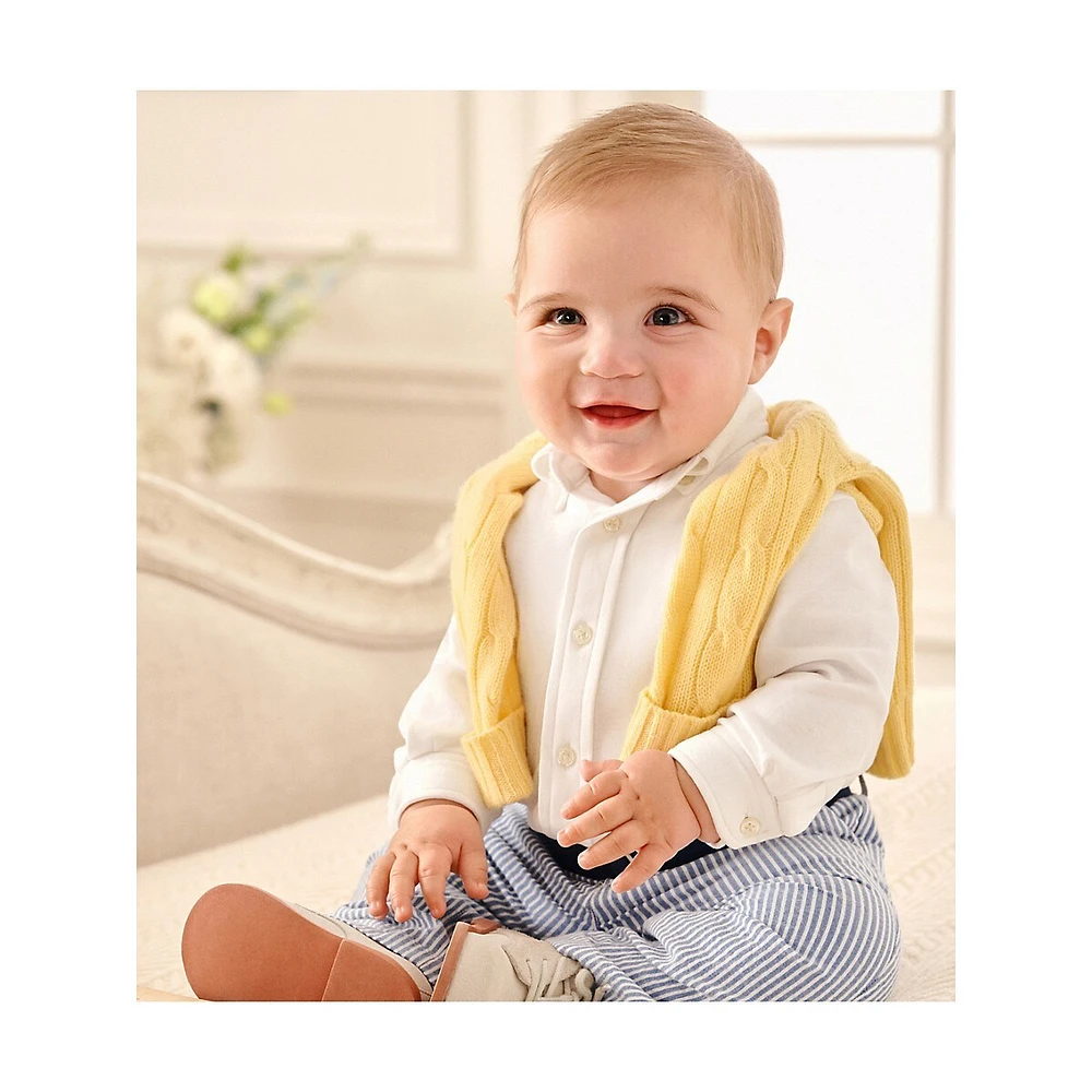 Ensemble chemise, ceinture et pantalon en seersucker pour bébé, trois pièces