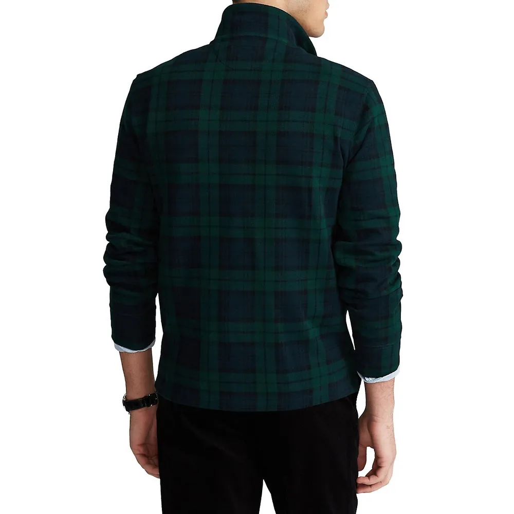 Plaid Pullover Quarter-Zip Top