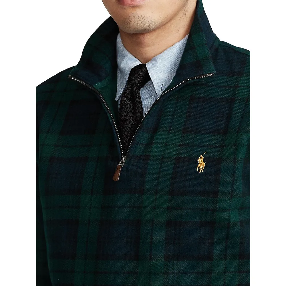 Plaid Pullover Quarter-Zip Top