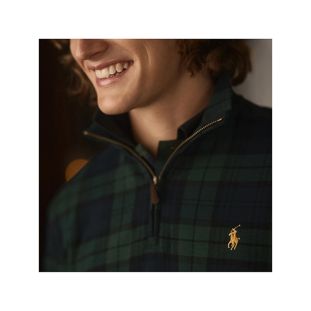 Plaid Pullover Quarter-Zip Top