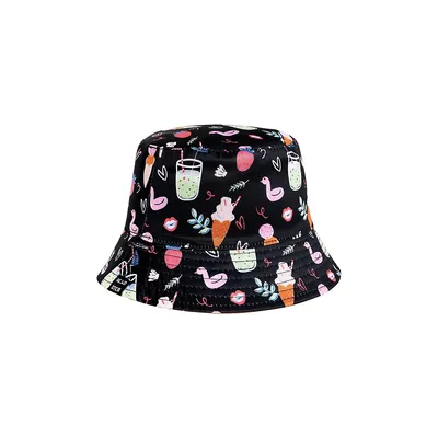 Baby's Printed Long Ties Poolside Bucket Hat