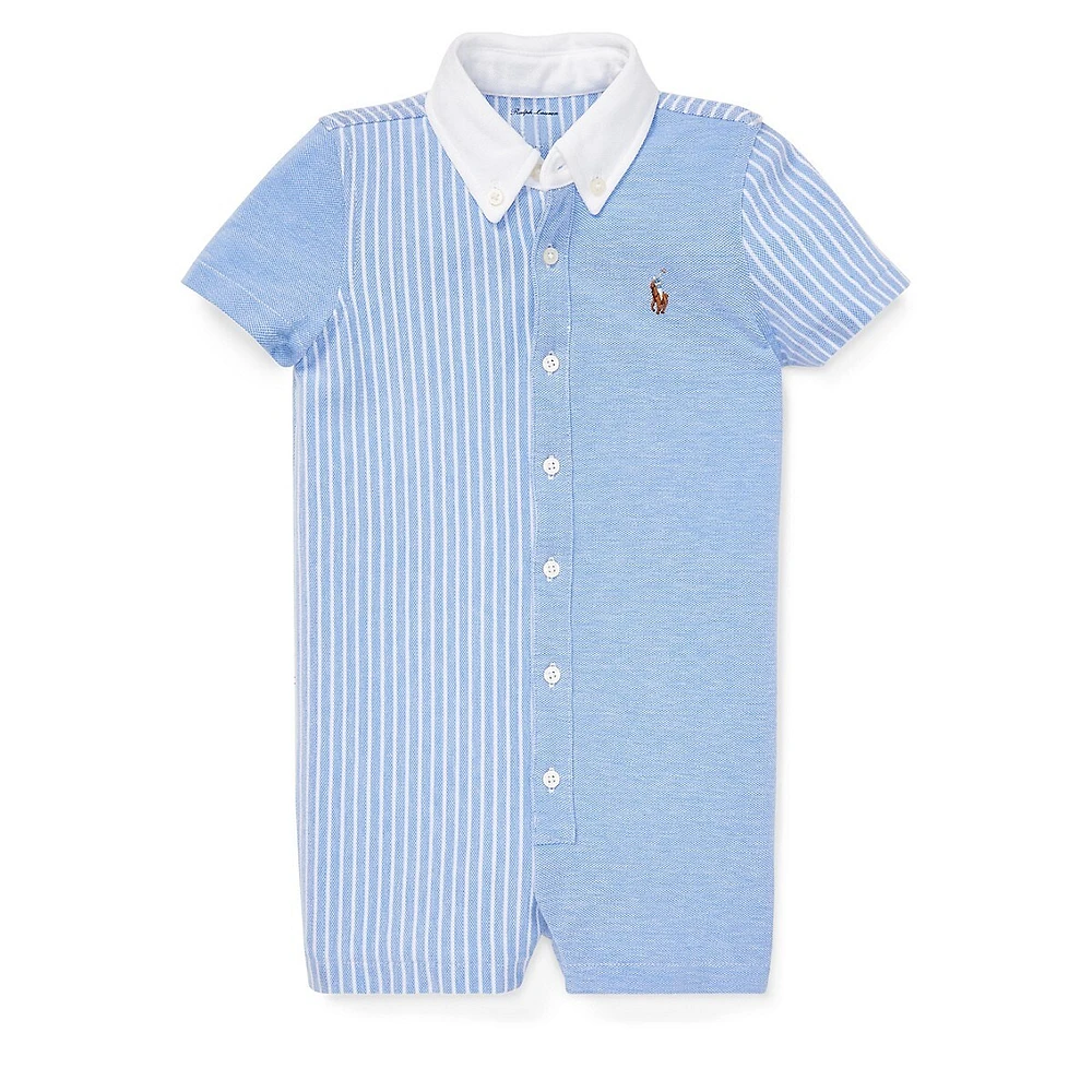 Baby Boy's Knit Oxford Fun Cotton Shortalls