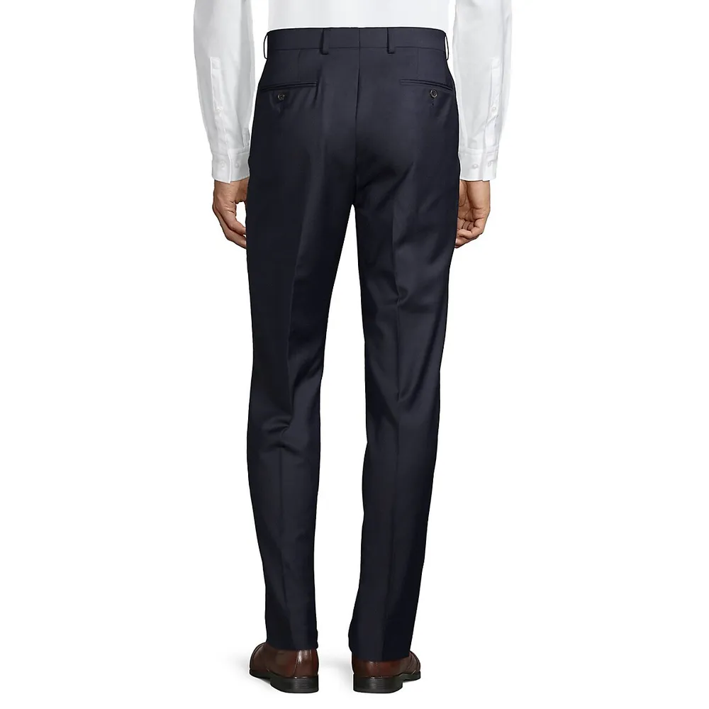 Flat-Front Wool-Blend Suit Pants